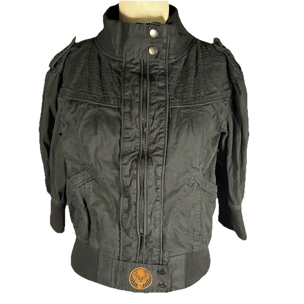 Jagermeister Promotional Jacket W/Logo Women’s Large Black & Orange 3/4 Sleeve